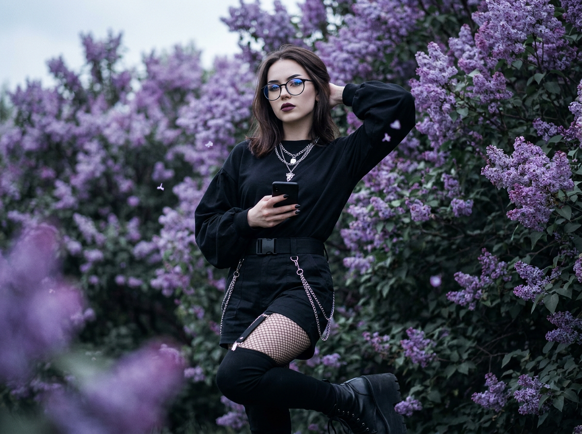 Готическое ИИ-Фото — Взгляд через плечо