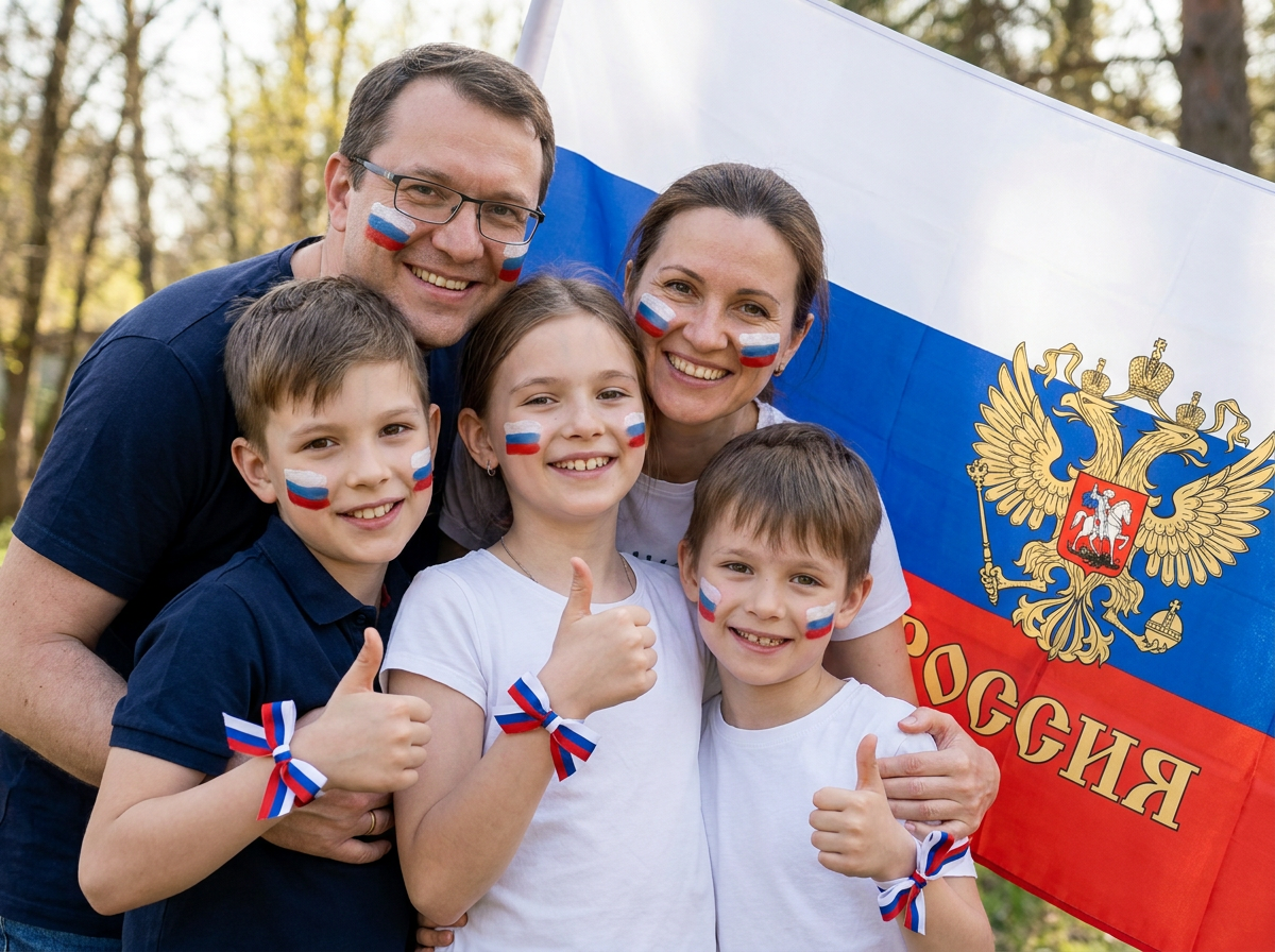 ИИ-фото на День России — Семейный триколор