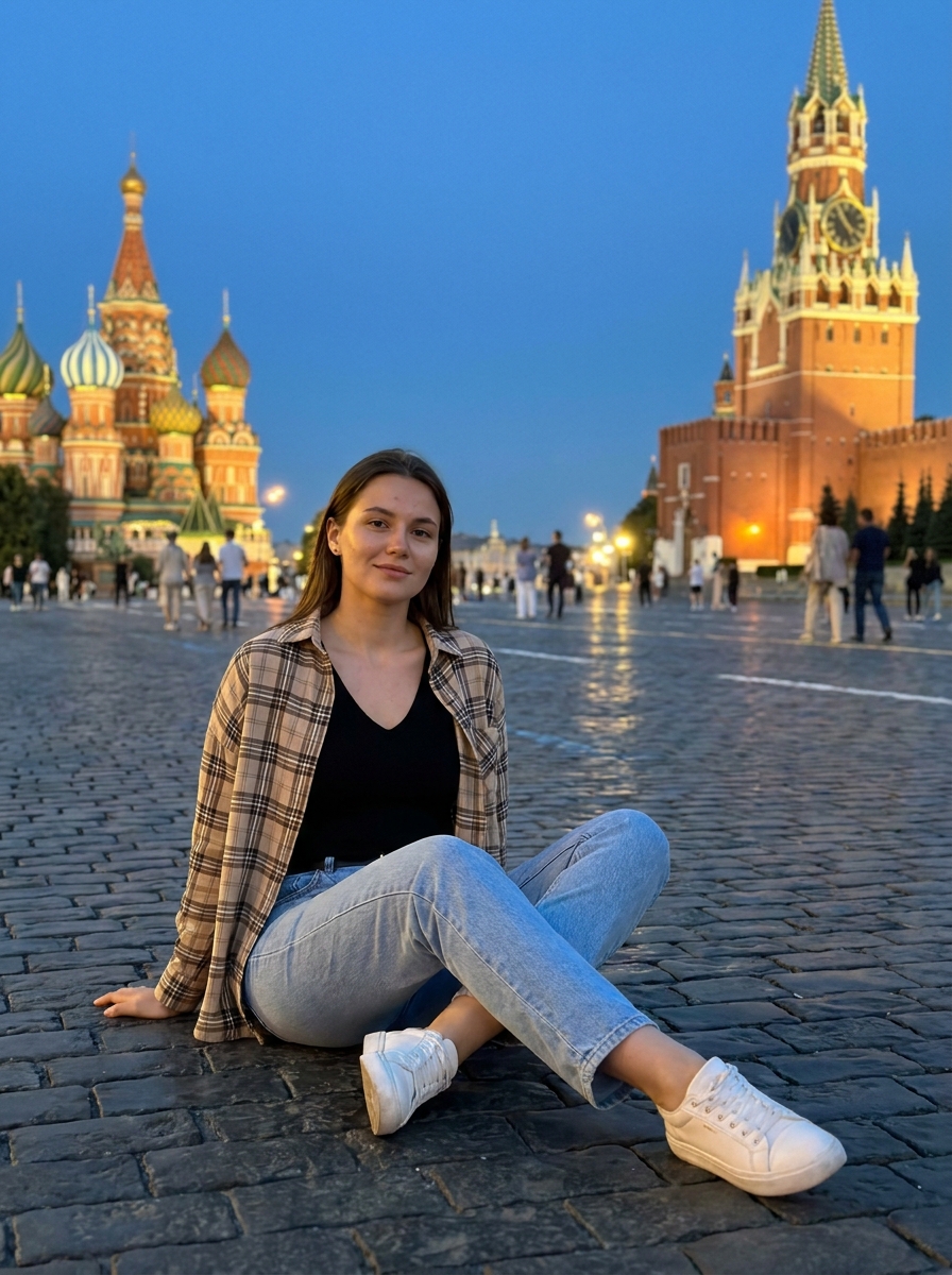 ИИ-фото на Красной Площади — Портрет у собора