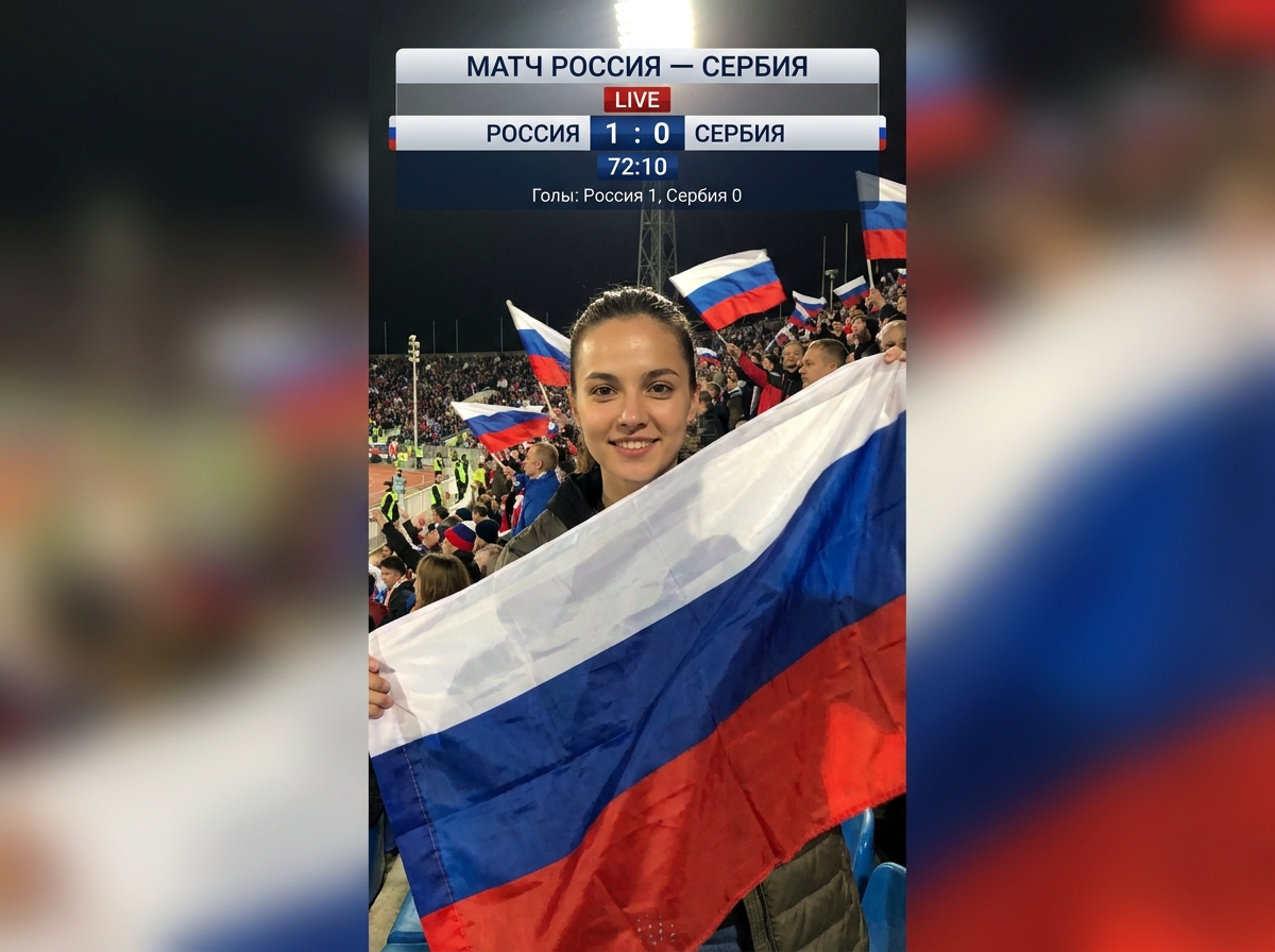 ИИ-фото на стадионе — Триколор в прямом эфире