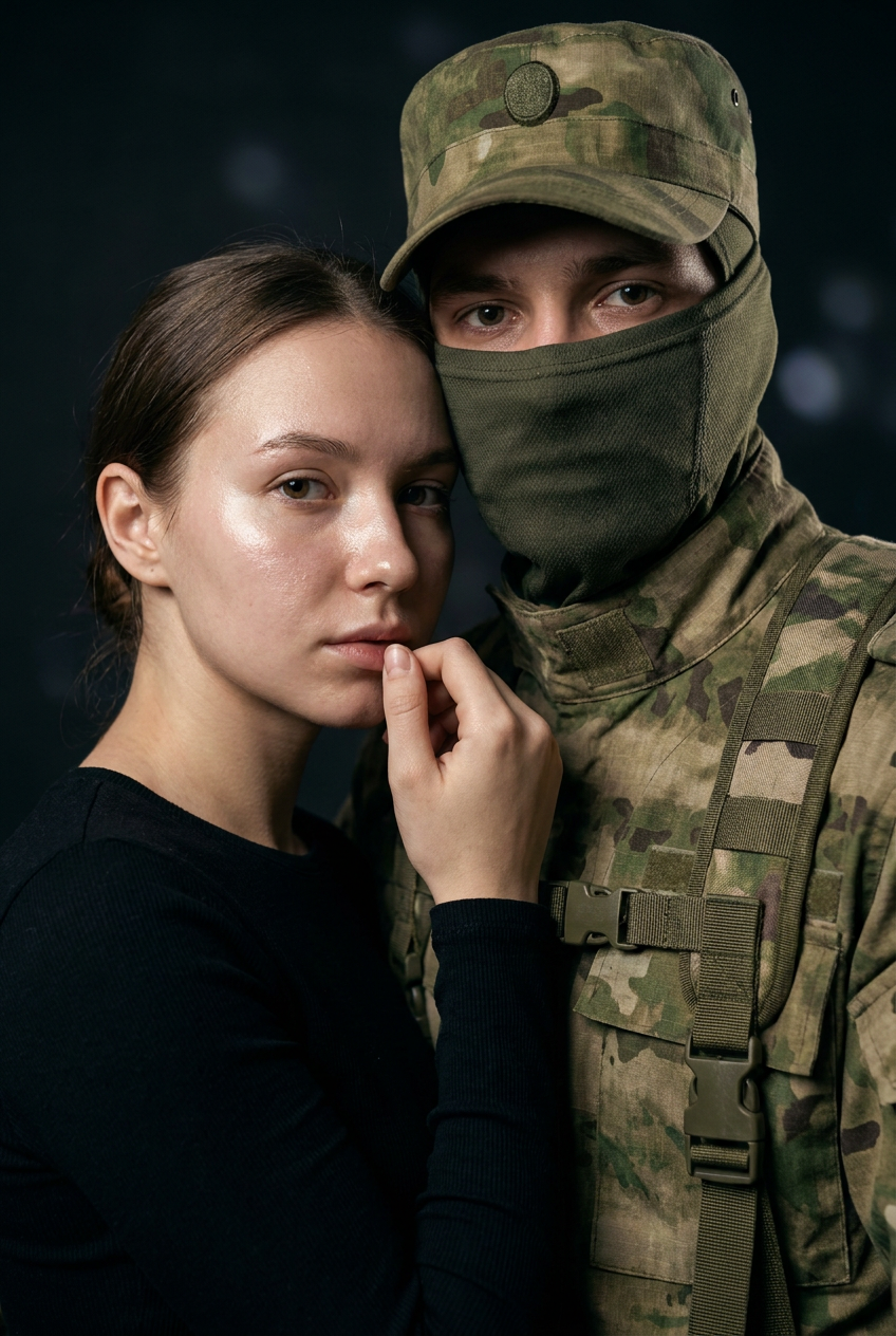ИИ-фото с участником СВО — Ночной кадр с балаклавой