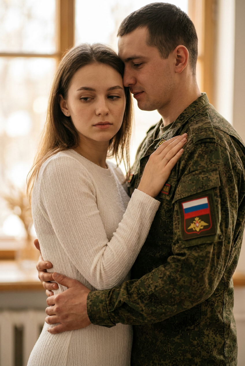 ИИ-фото с военным — Тихое объятие