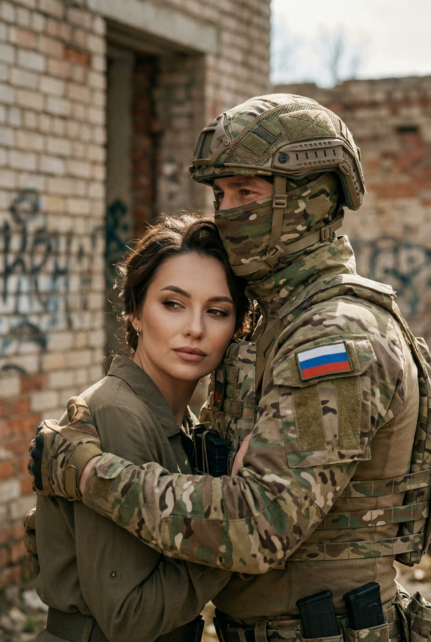ИИ-фото с военным — Тактическое объятие