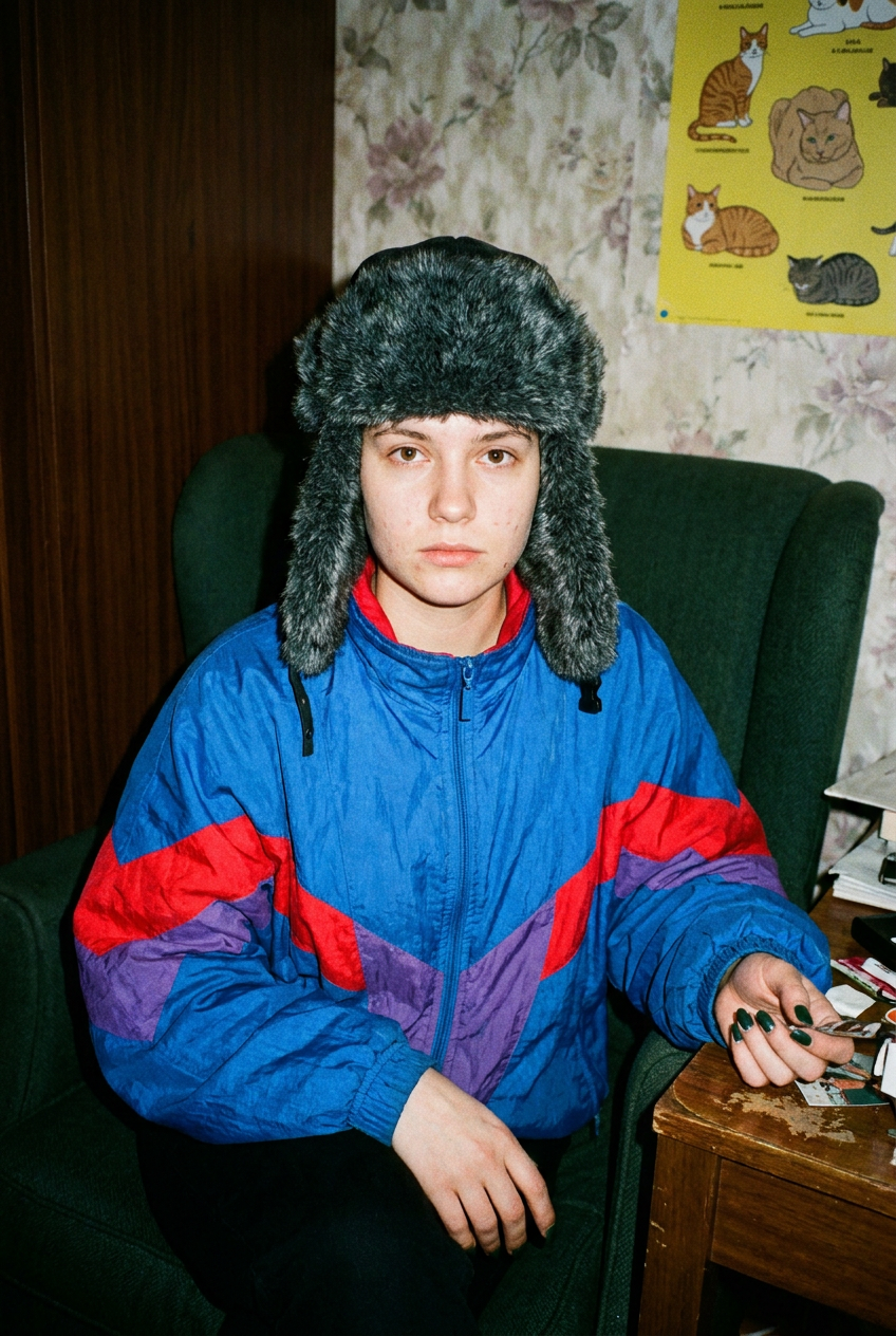 ИИ-фото в стиле 90-х — Кресло и предметы на столе