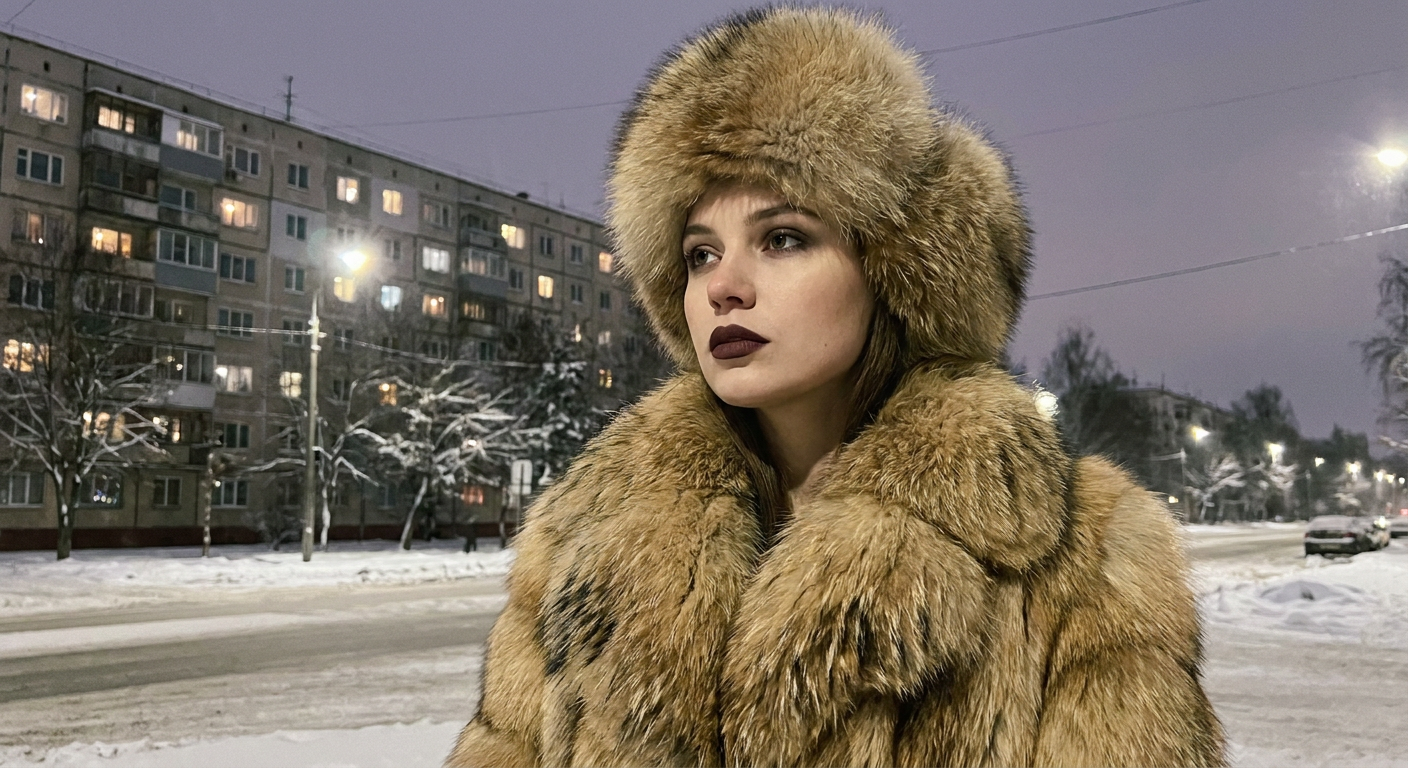 ИИ-фото в стиле Slavic girl — Ночная панелька и мех