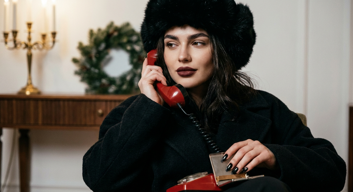 ИИ-фото в стиле Slavic girl — Бордовый макияж на диване