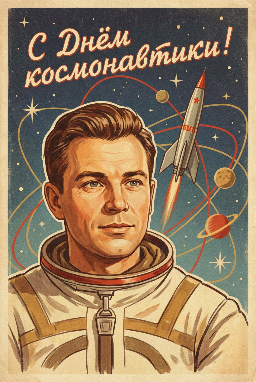 ИИ-открытки — Космический ретропортрет