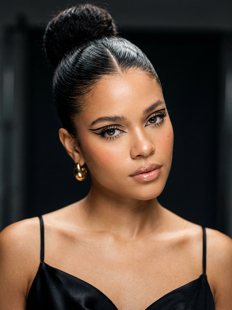 Женская ИИ-фотосессия в студии — Графичный beauty-портрет
